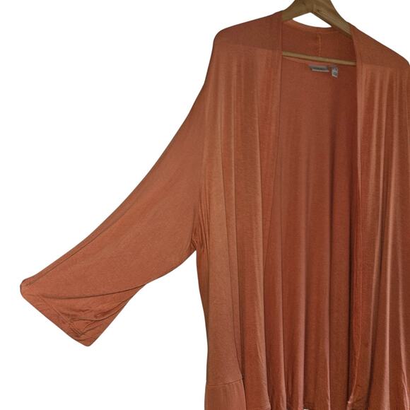 LOGO Lori Goldstein 3X Cardigan Orange Sheer Hem Asymmetrical Drape Lagenlook - Picture 4 of 16